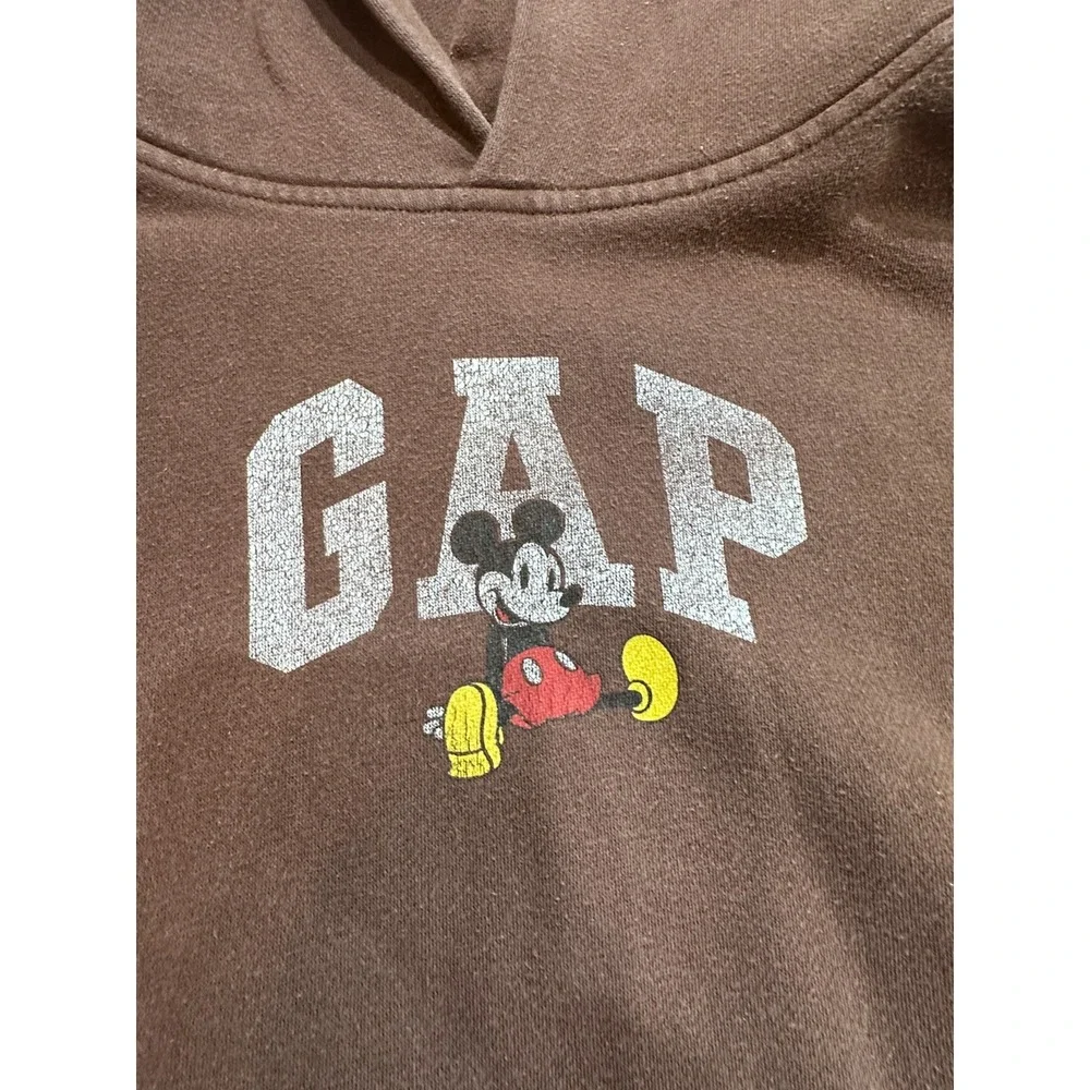 Gap x Disney Mickey Mouse Kids Hoodie Sweater Front Pockets Brown Size XL EUC